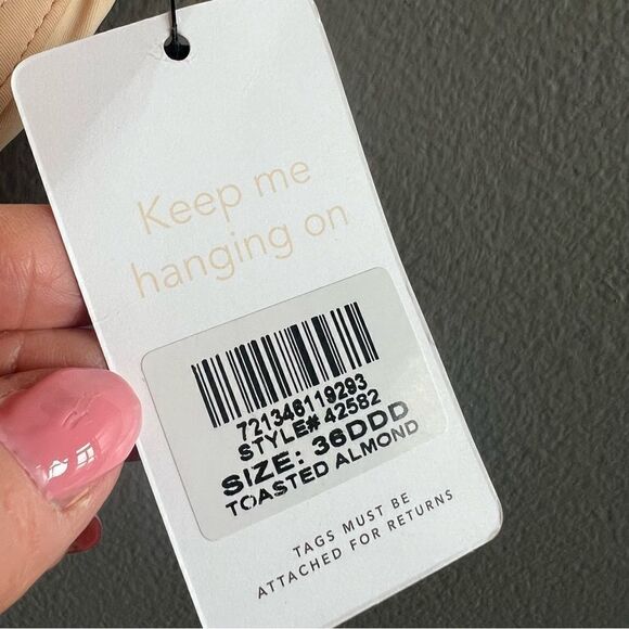 Lively NWT T-Shirt Bra Toasted Almond Beige Underwire Scalloped Lace Back 36DDD - Picture 9 of 13